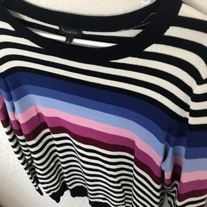 Talbots Rainbow Stripe Crew Neck Sweater
